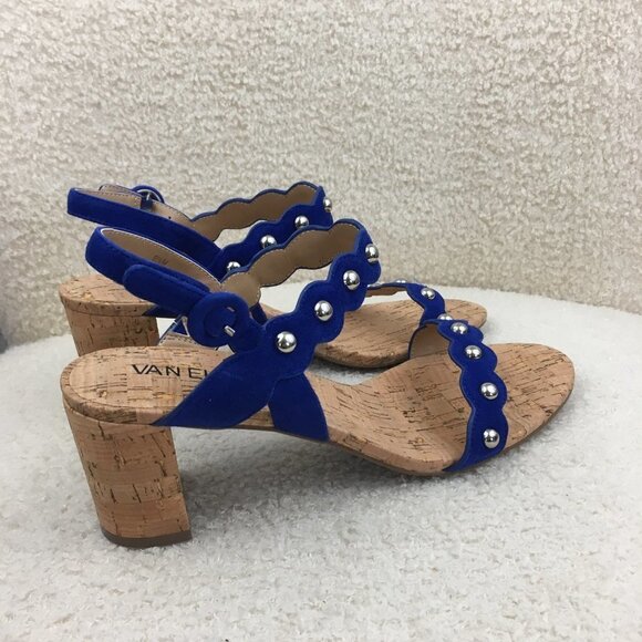 9,5 M new Gorgeous Blue Suede Vaneli Mavis Sandals Blue suede cork heels sandals - Picture 10 of 12